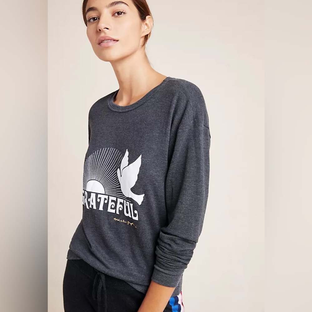NWT Spiritual Gangster “Grateful” Black Graphic Sweatshirt